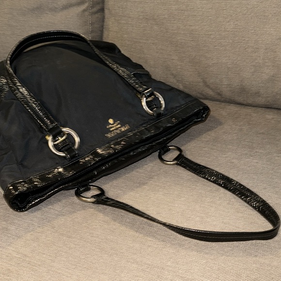 PRADA BLACK TESUTO NYLON/ PATENT LEATHER Handbag - Picture 9 of 12
